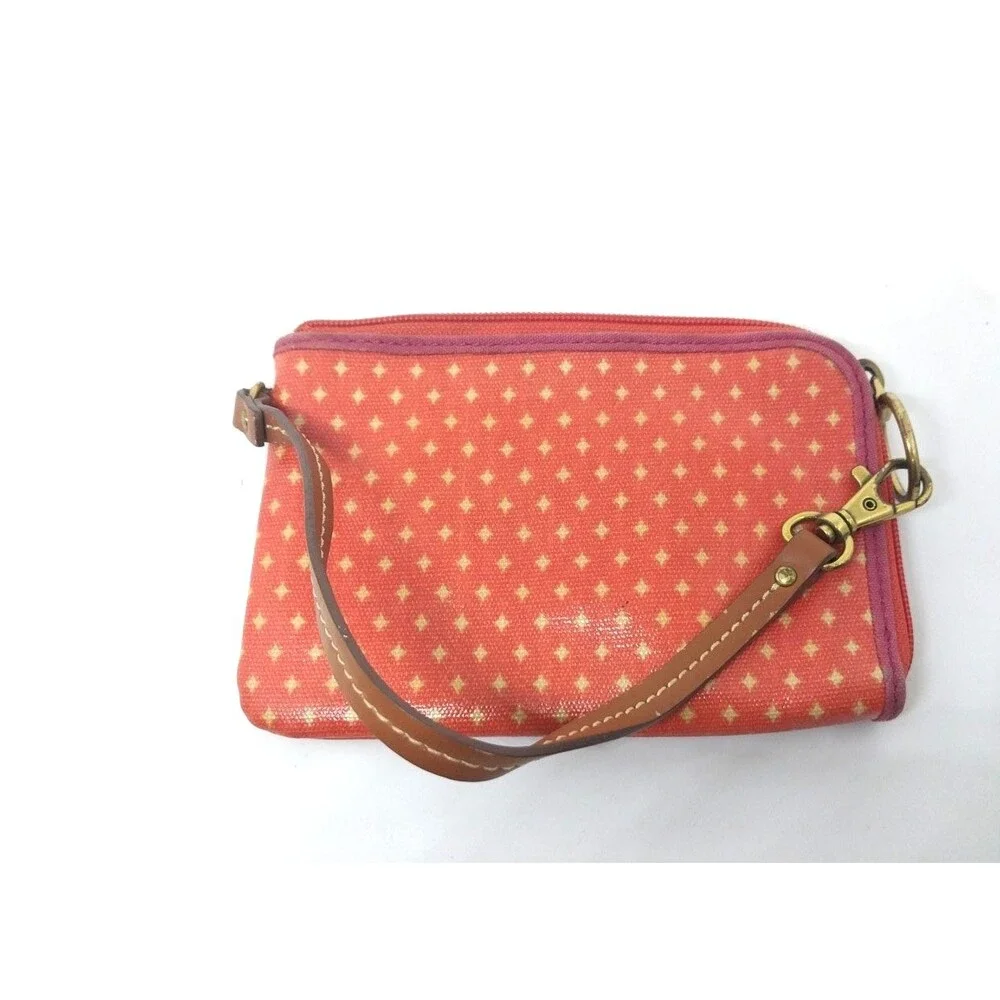 Fossil Clutch Purses for Women Orange Patterned 6.5